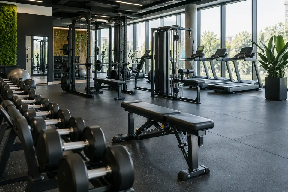 Sfeerbeeld: sportschool met fitnessapparatuur