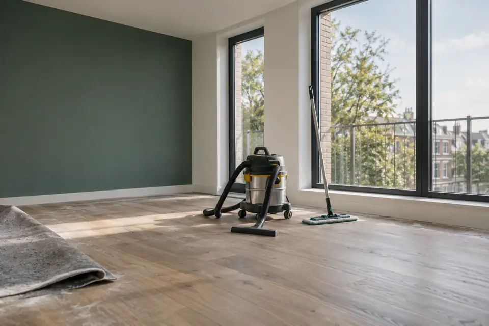 Sfeerbeeld: schoonmaak na een verbouwing