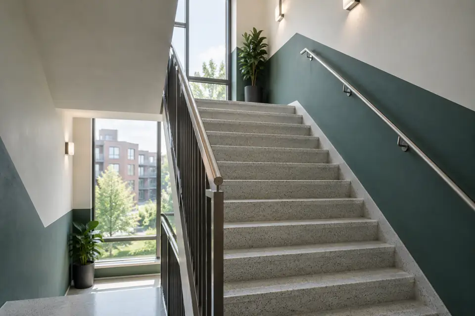 Sfeerbeeld: trappenhuis in een appartementencomplex